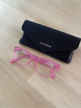 Dolce & Gabbana Pink Transparent Retro Cat-Eye Glasses